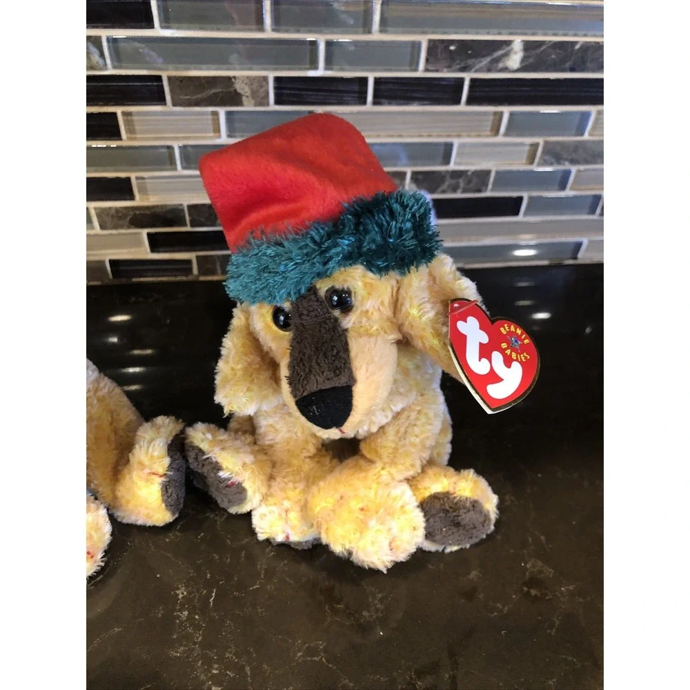 Lot Of 2 TY The Beanie Babies Collection 2001 Jinglepup Christmas 7'' tags Plush